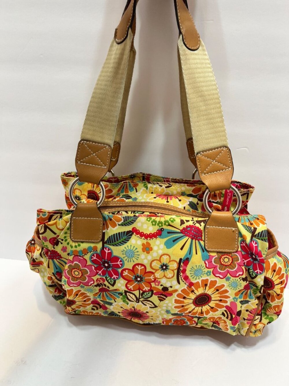 Lily Bloom Floral Bee Tote Bag Busy Bee Recycled Polyester Vinyl Trim Boho Y2K - Picture 3 of 16